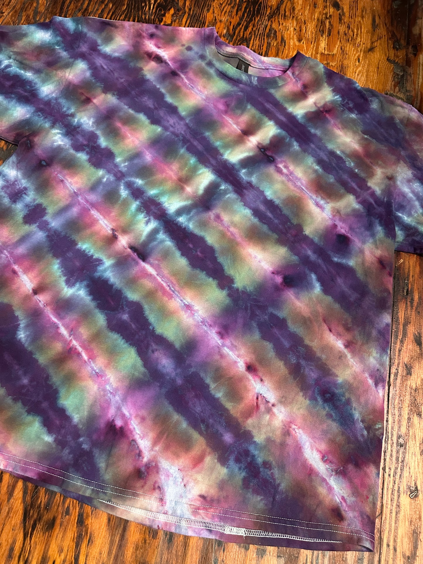 2XL Purple Jewel Striped Tie Dye Shirt
