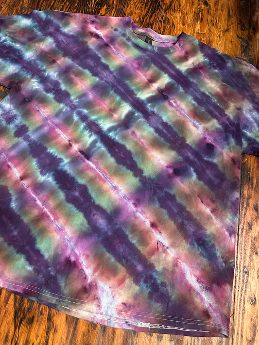 2XL Purple Jewel Striped Tie Dye Shirt