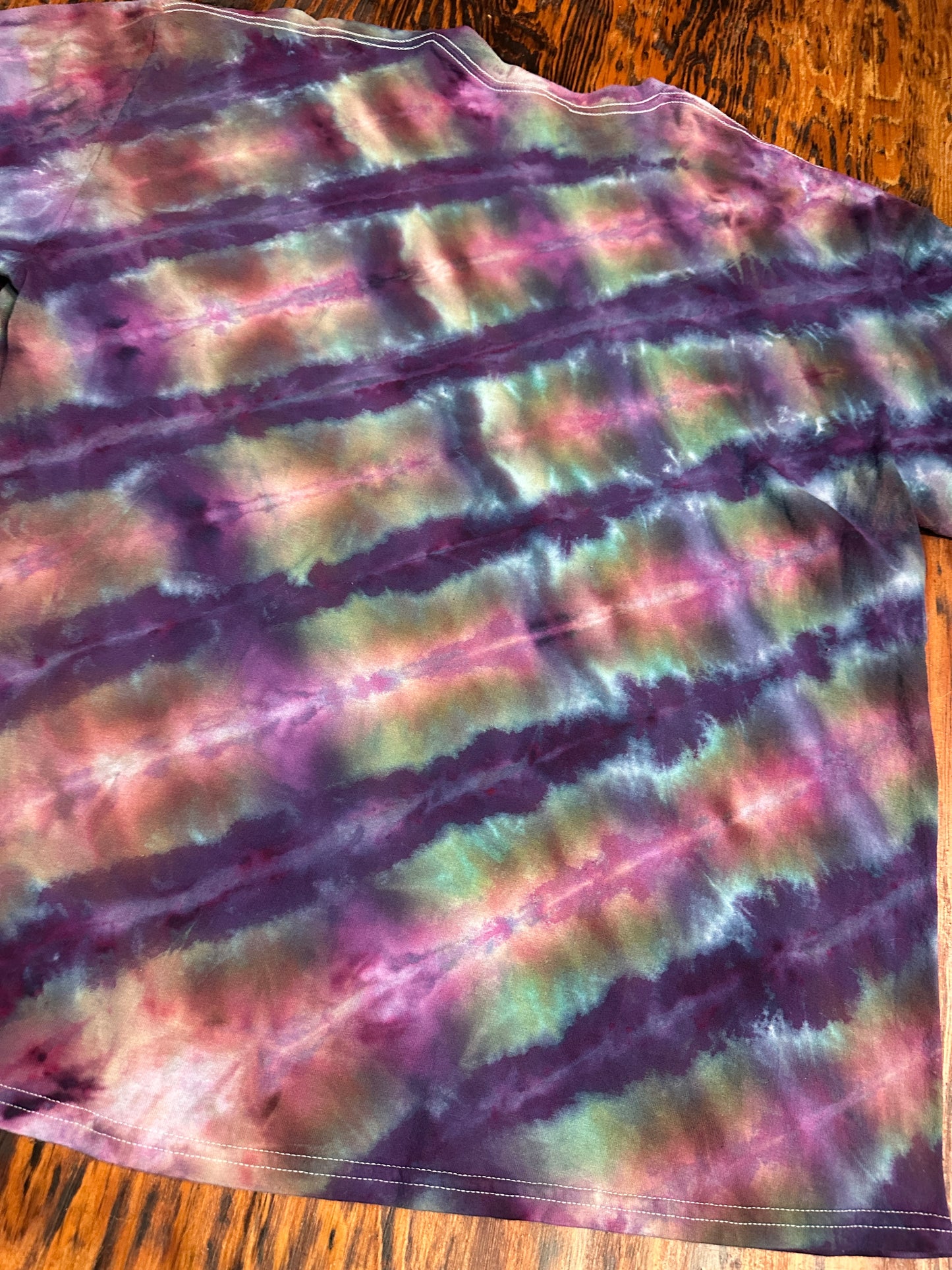 2XL Purple Jewel Striped Tie Dye Shirt