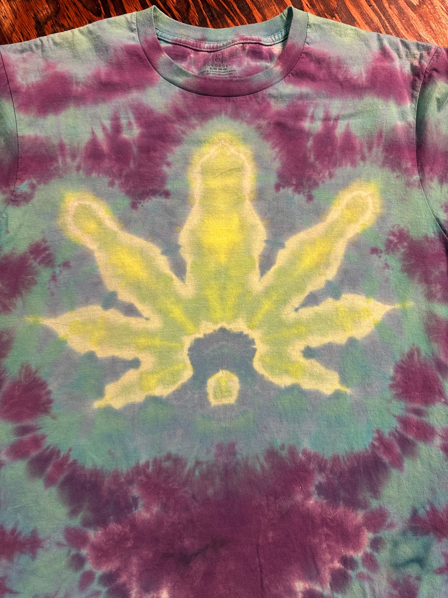 XL Teal and Purple Pot Leaf Tie Dye Shirt