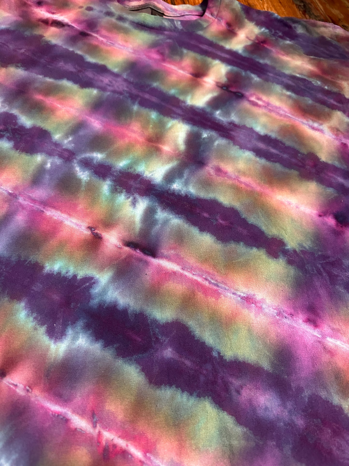 2XL Purple Jewel Striped Tie Dye Shirt