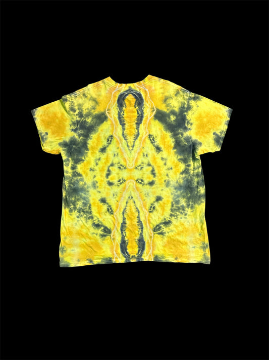2XL Black and Gold Pot Leaf Tie Dye Shirt