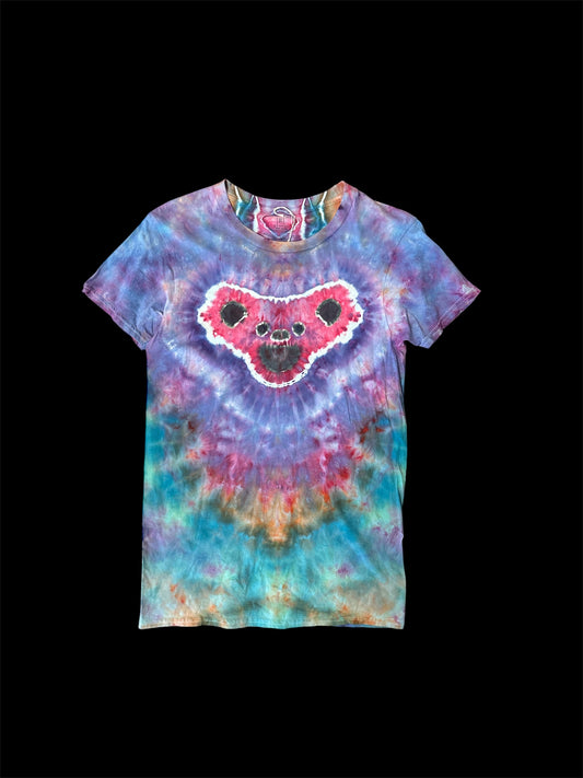 Pink Dancing Bear Tie Dye Tshirt - Small
