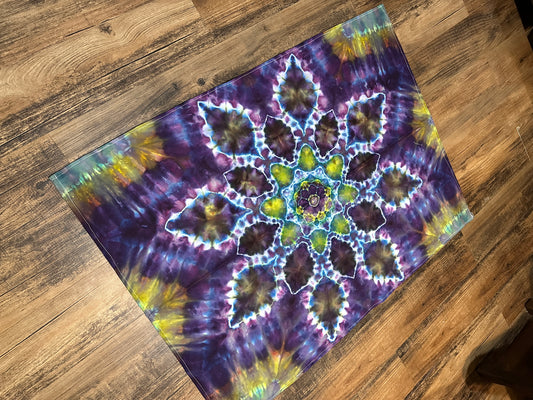 - 38x33 Purple and Green Mandala Tie Dye Tapestry