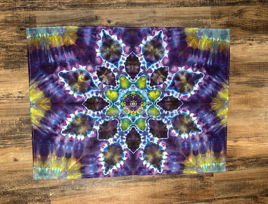 - 38x33 Purple and Green Mandala Tie Dye Tapestry