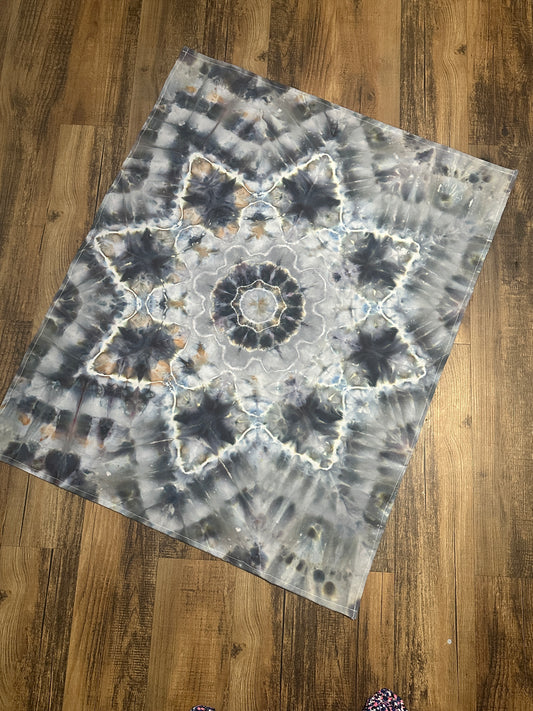 - 38x33 Monochrome Mandala Tie Dye Tapestry