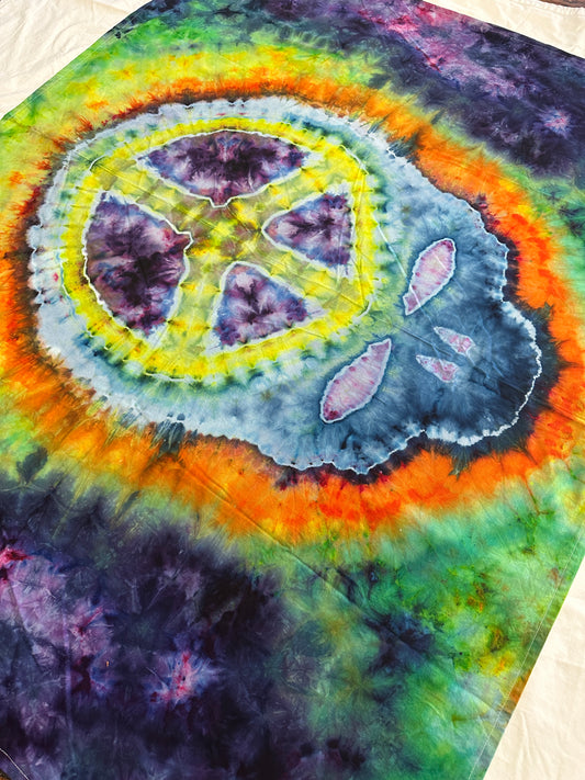 50 x 38 Peace Sign Stealie Tie Dye Tapestry