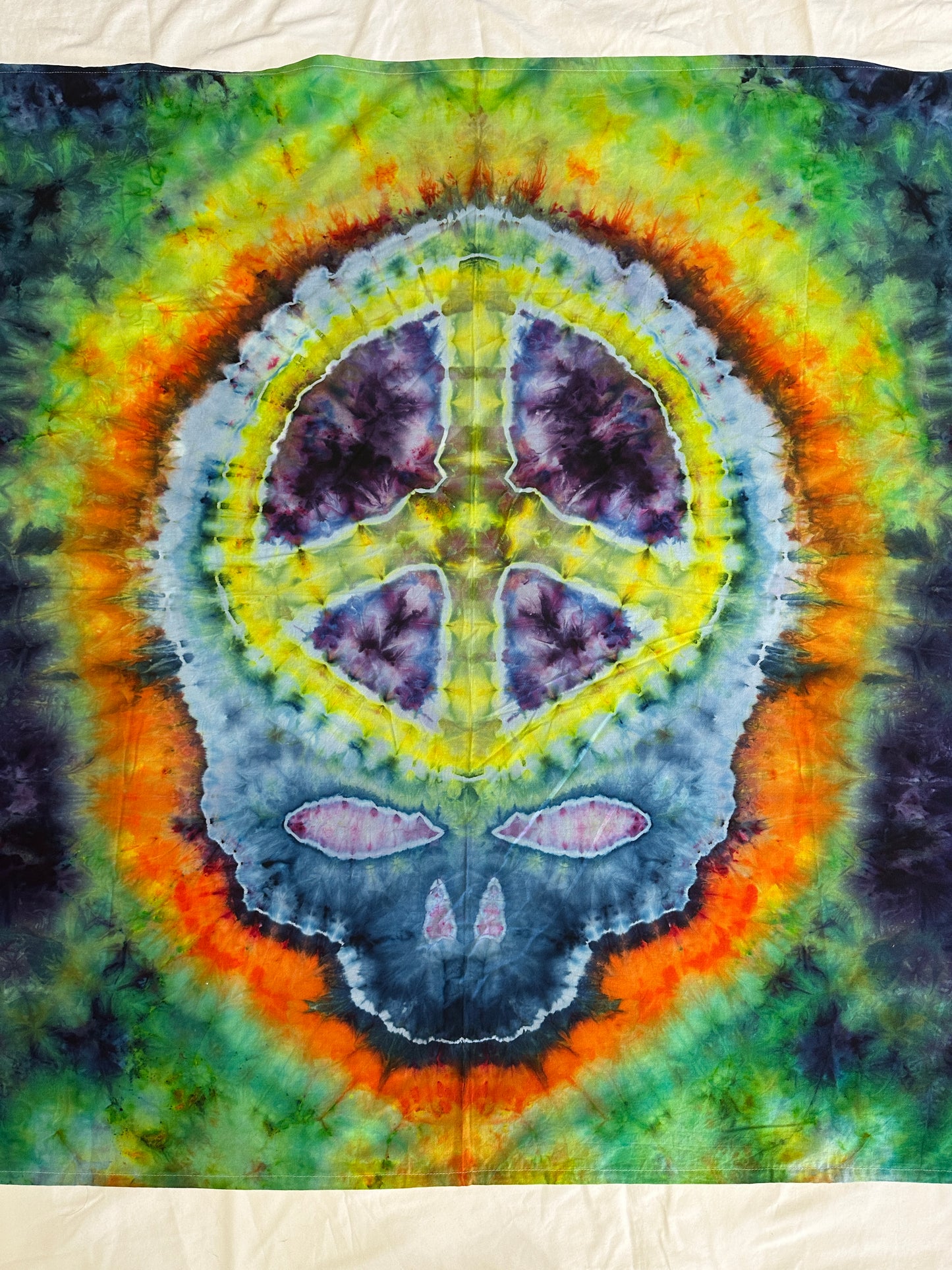 50 x 38 Peace Sign Stealie Tie Dye Tapestry