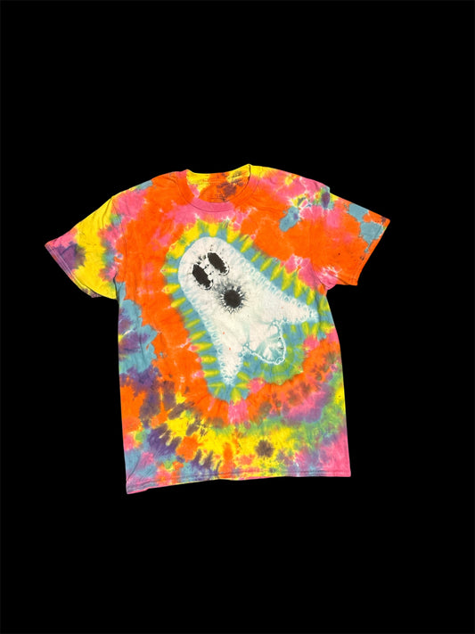 Large Neon Rainbow Ghost Tie Dye Shirt