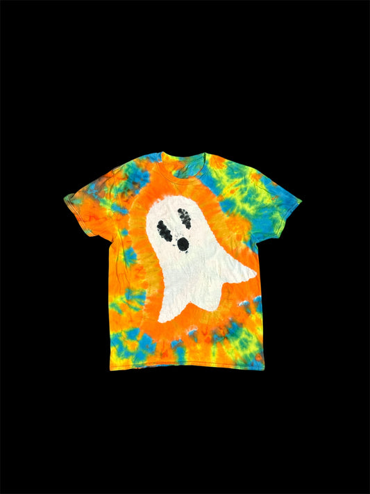 Large Green and Blue Neon Ghost Tie Dye Shirt