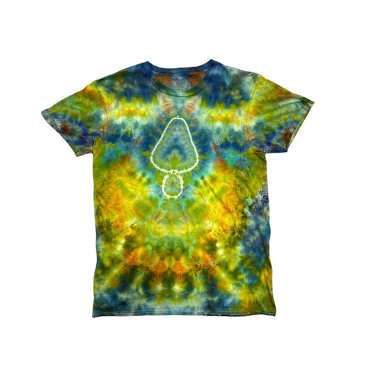 - Large Blue and Gold Mushroom Tie Dye Shirt  -