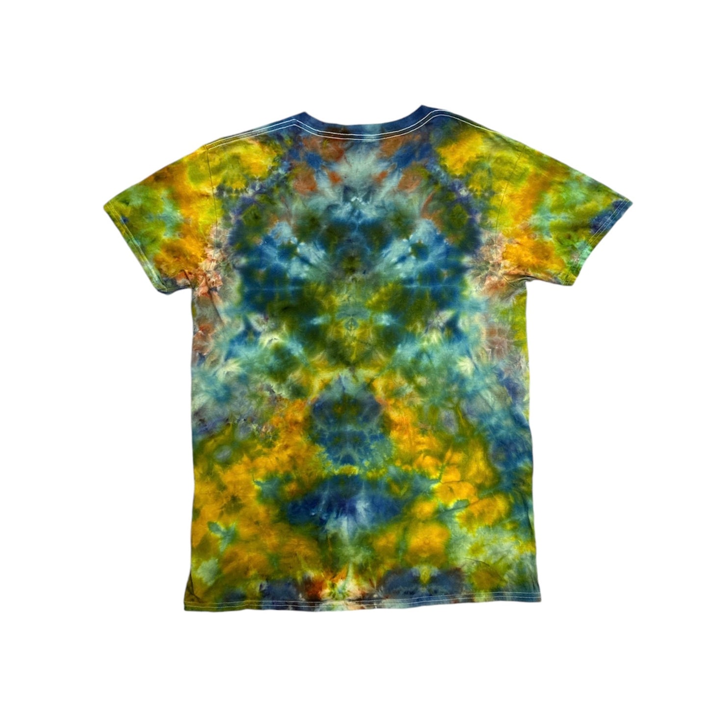 - Large Blue and Gold Mushroom Tie Dye Shirt  -