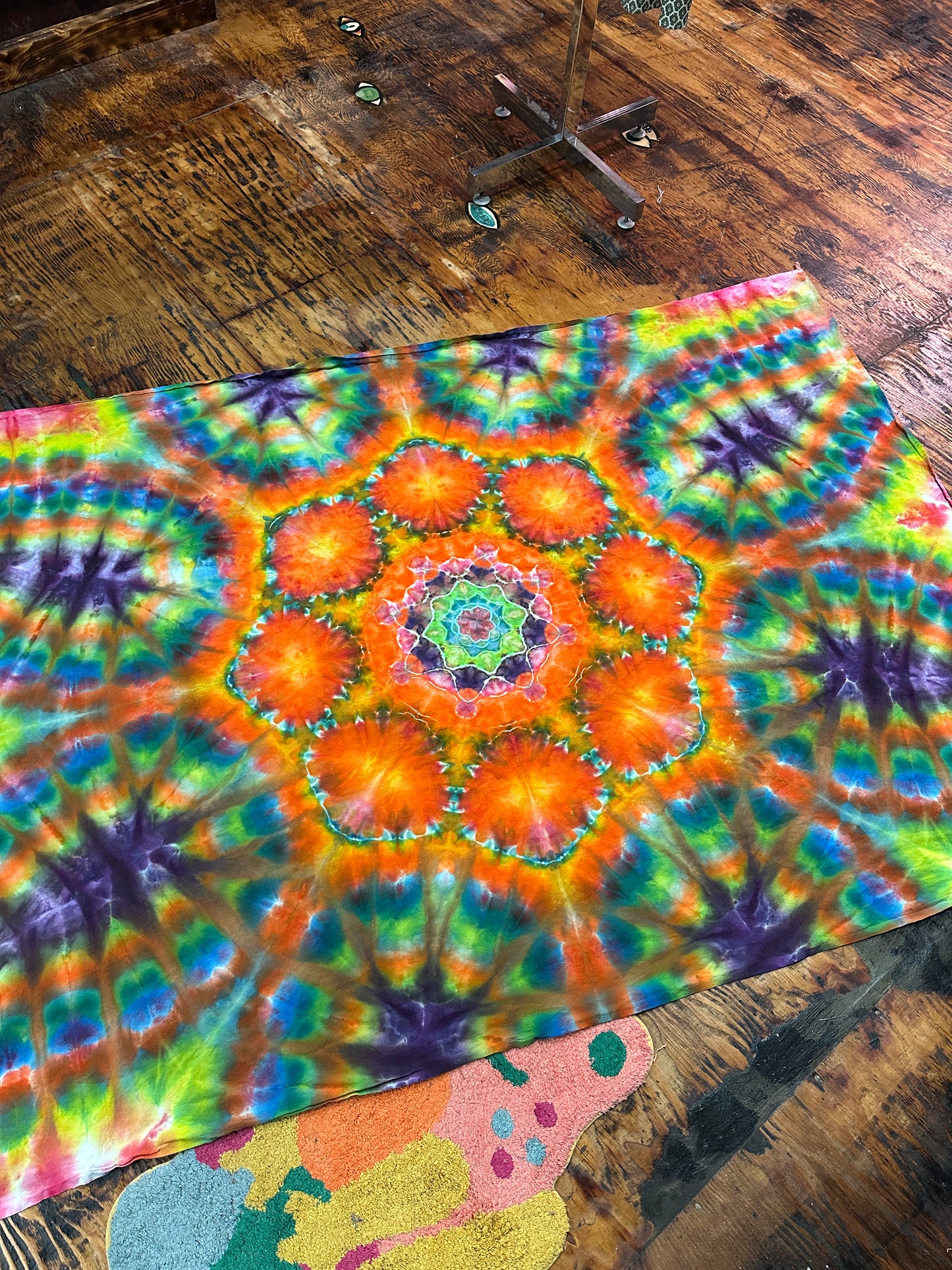 - 55x90 Bright Orange Mandala Tapestry