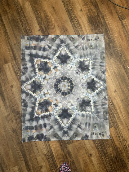 - 38x33 Monochrome Mandala Tie Dye Tapestry