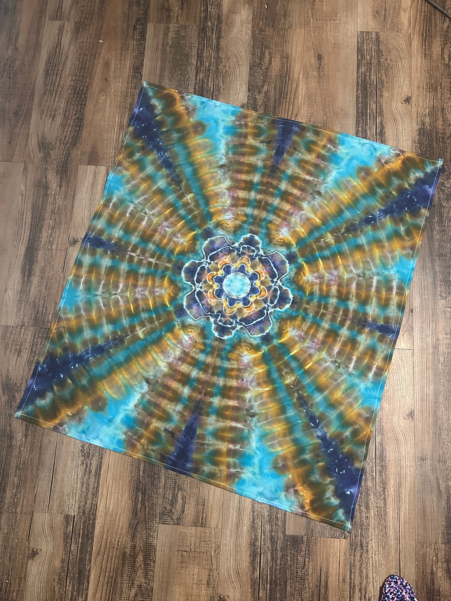 - 38x33 Autumn Burst Mandala Tie Dye Tapestry