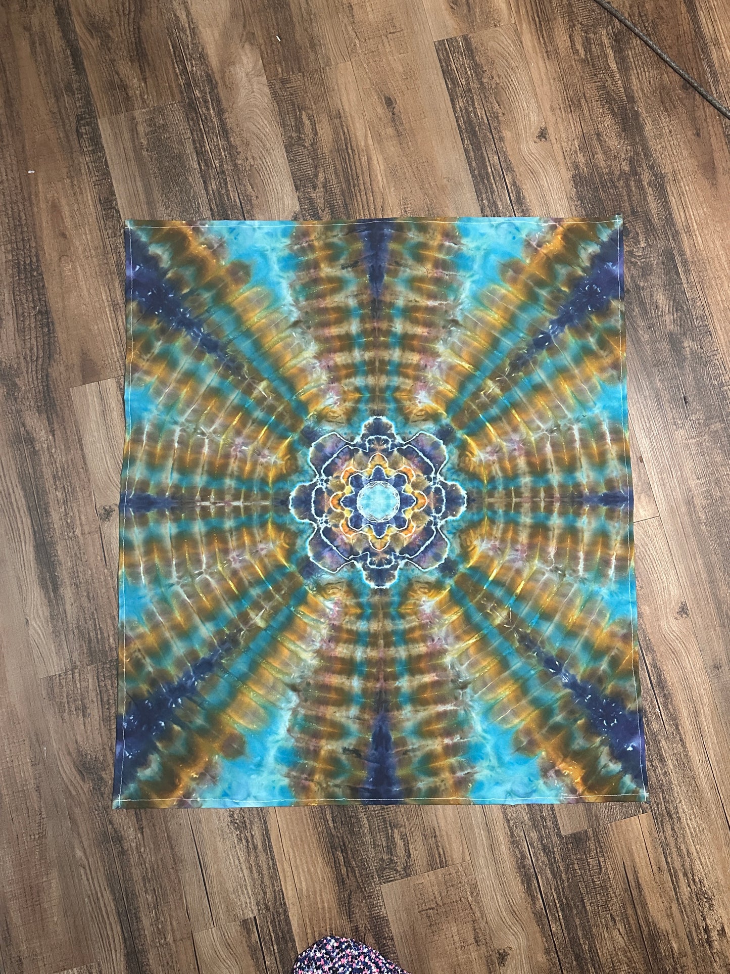 - 38x33 Autumn Burst Mandala Tie Dye Tapestry