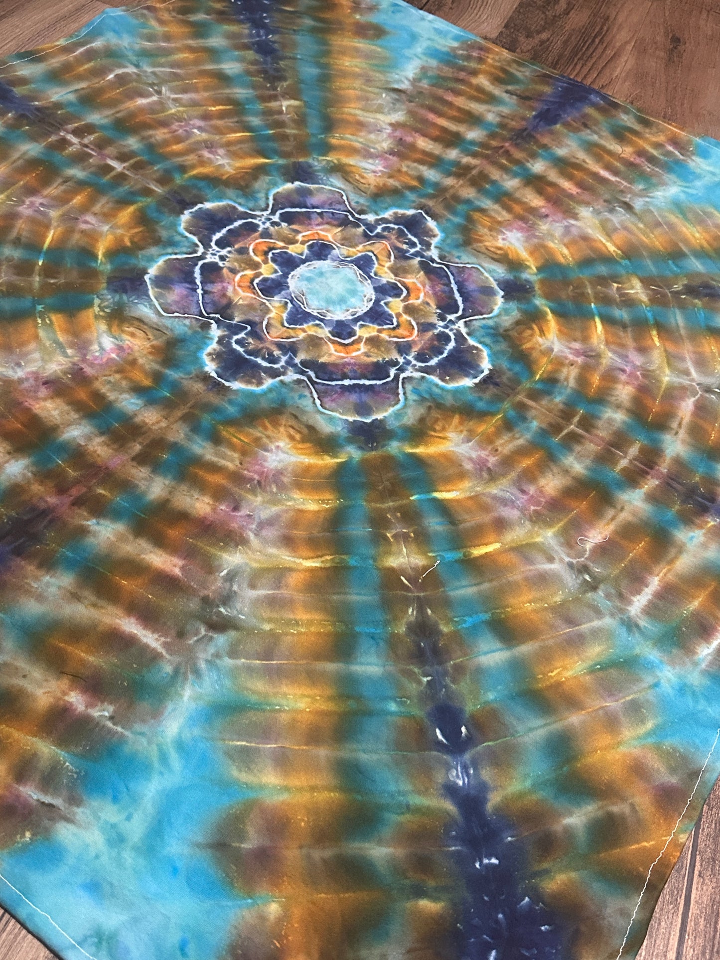 - 38x33 Autumn Burst Mandala Tie Dye Tapestry