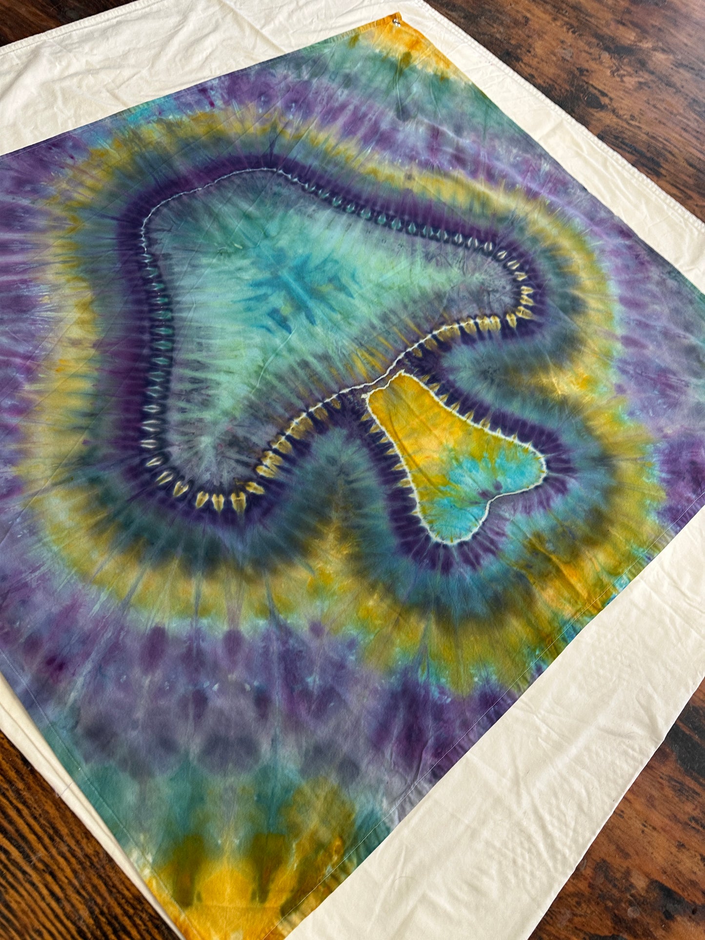 48 x 40 Teal and Purple Mushroom Tie Dye Tapestry