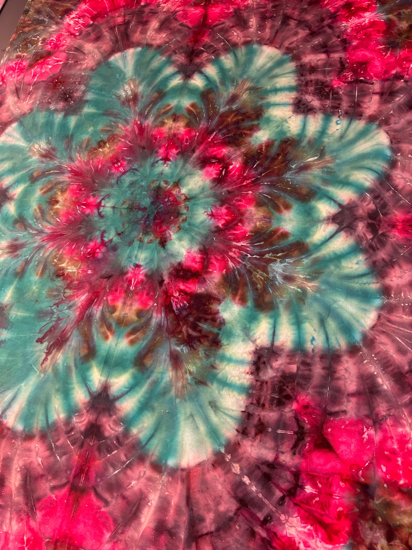 40 x 33 Teal and Pink Tie Dye Tapestry