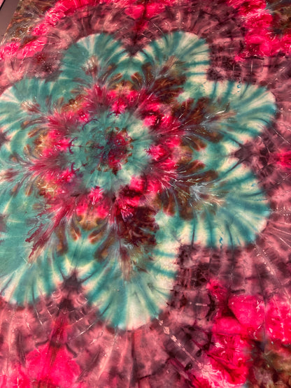 40 x 33 Teal and Pink Tie Dye Tapestry