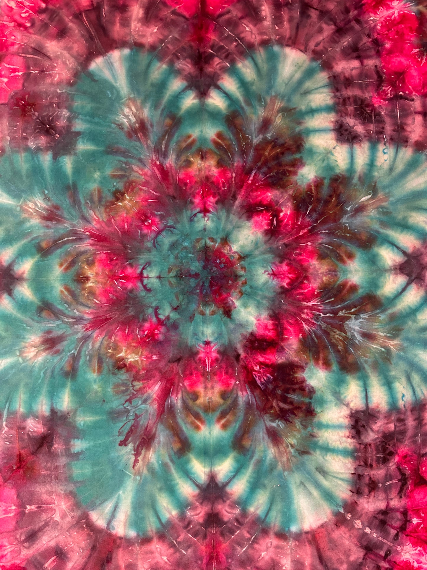 40 x 33 Teal and Pink Tie Dye Tapestry