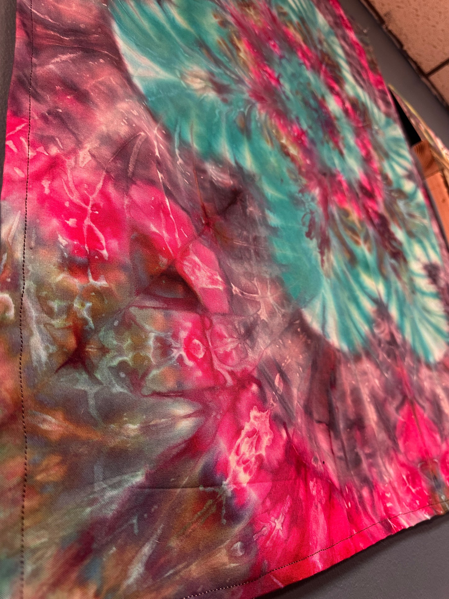 40 x 33 Teal and Pink Tie Dye Tapestry