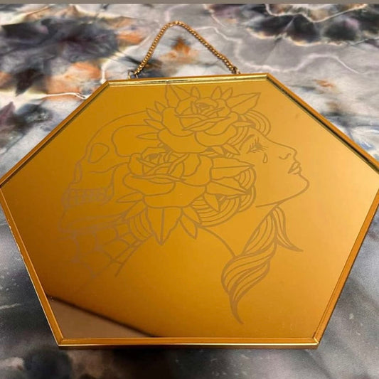 8x8 Two Faced Lady Etched Mirror