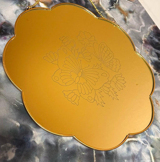 12x12 Flowers and Butterfly Etched Mirror