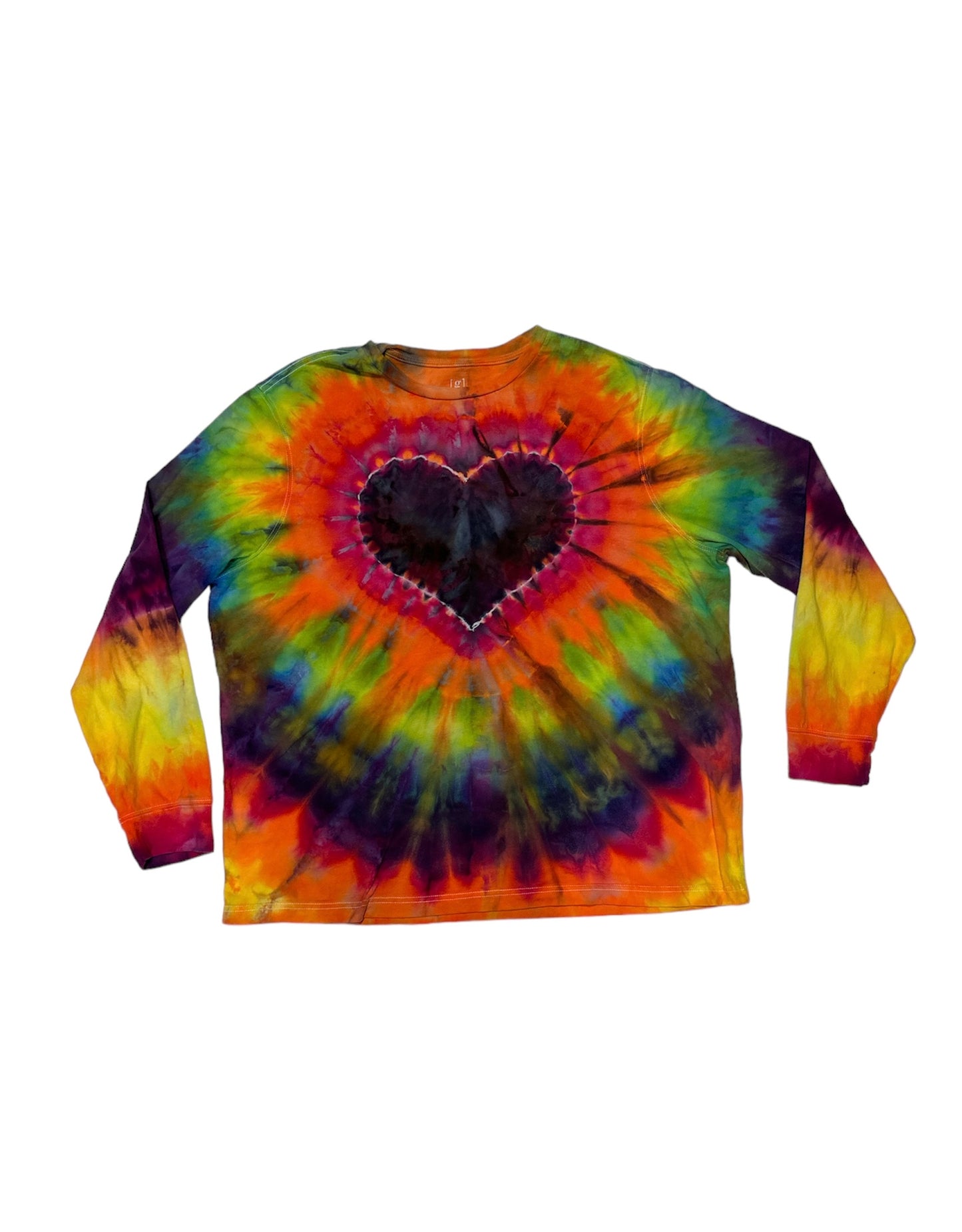 - Rainbow Heart Long Sleeved Tie Dye Tshirt -