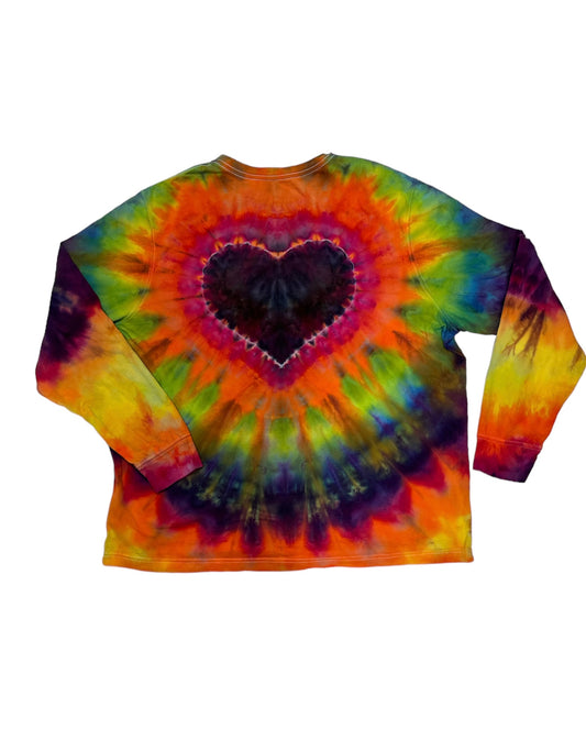 - Rainbow Heart Long Sleeved Tie Dye Tshirt -