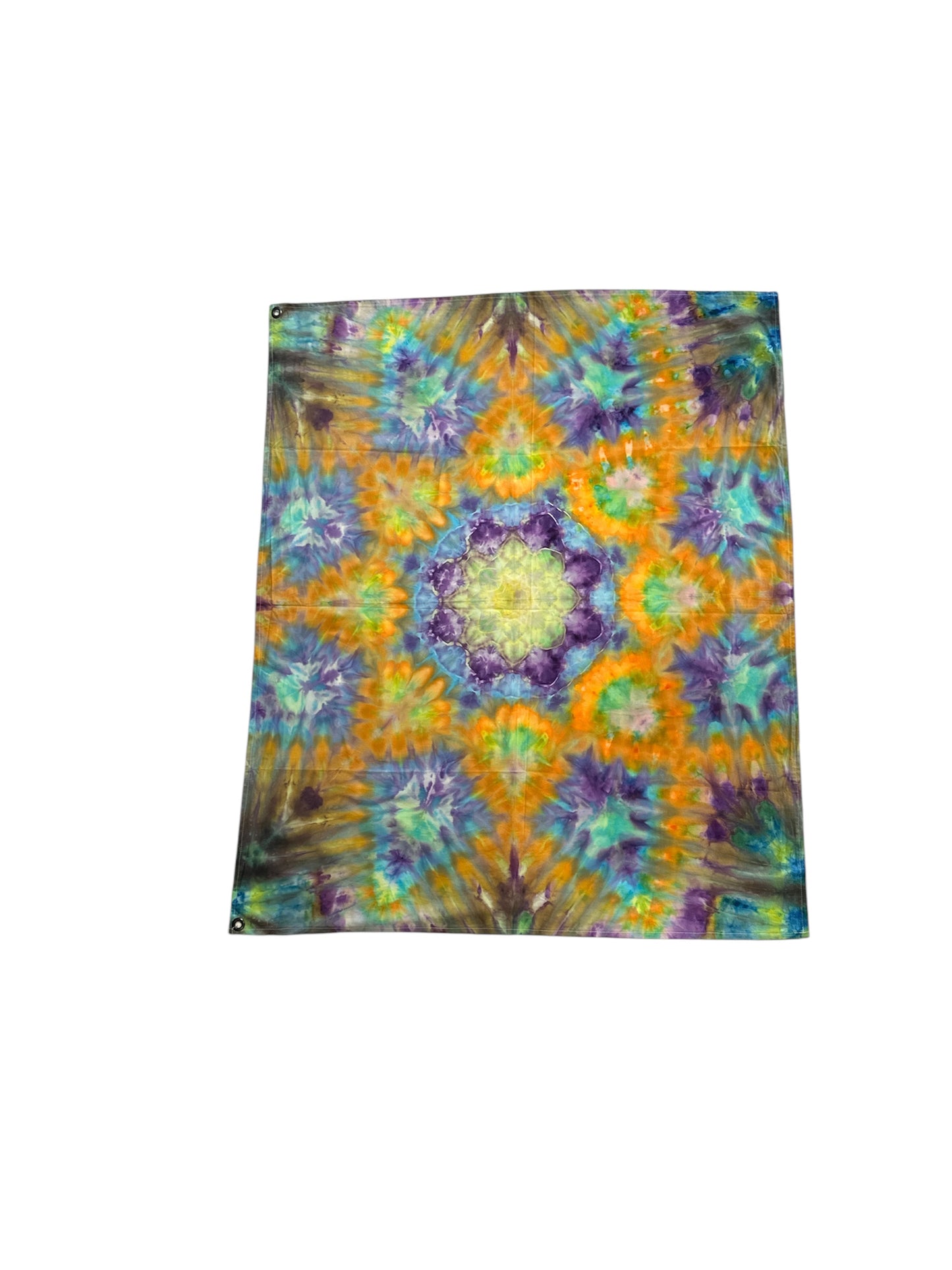 48 x 40 Orange and Purple Mandala Tie Dye Tapestry