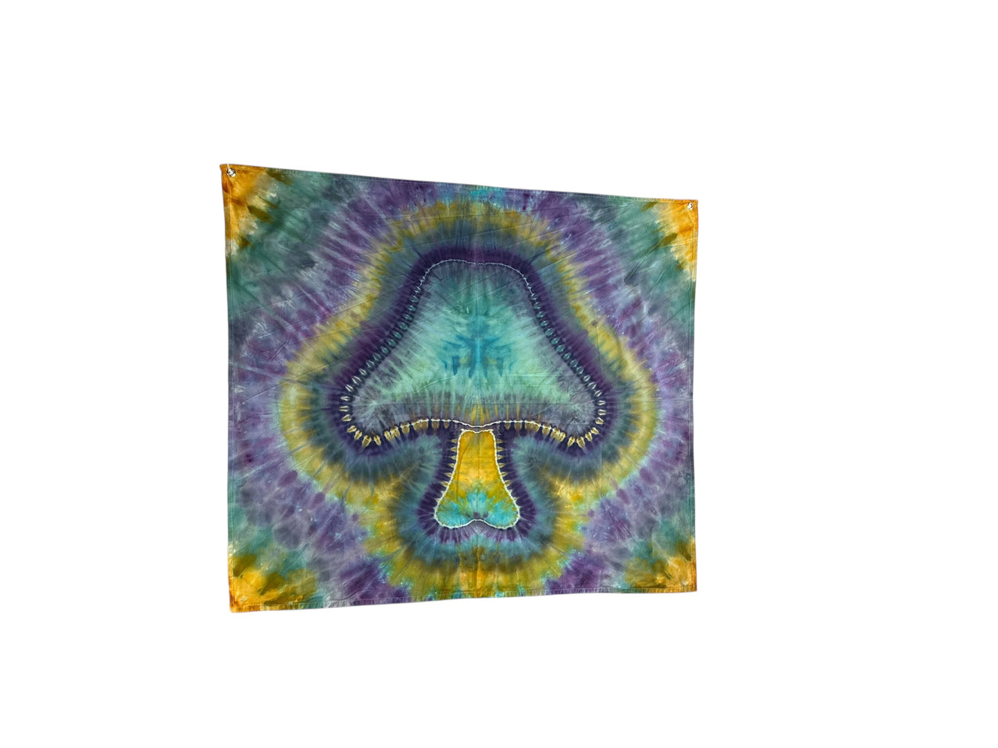 48 x 40 Teal and Purple Mushroom Tie Dye Tapestry