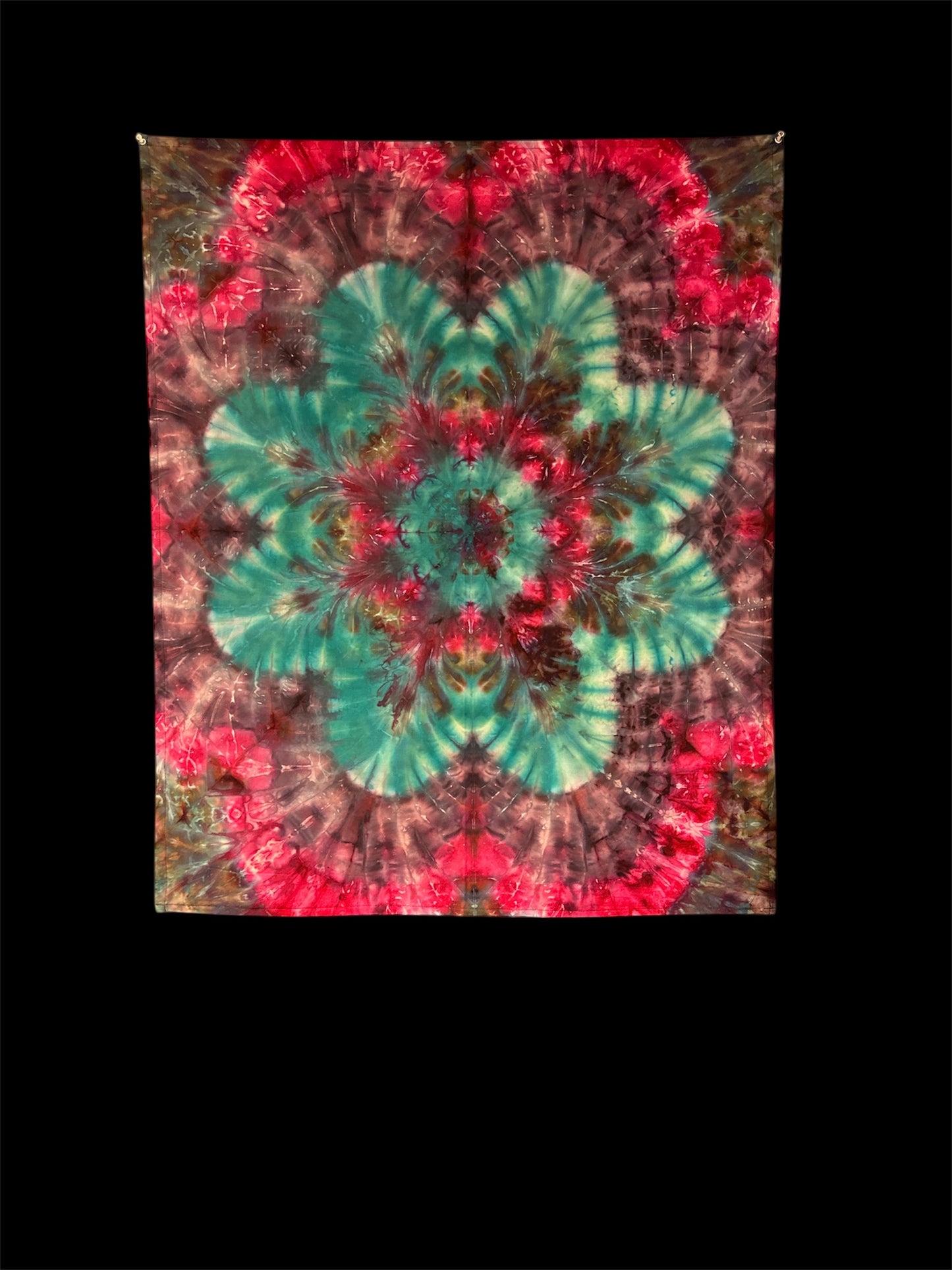 40 x 33 Teal and Pink Tie Dye Tapestry